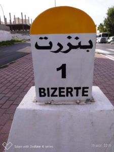 la borne kilométrique entrée de Bizerte